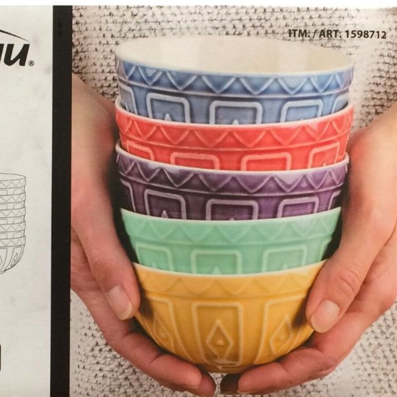 Trudeau Bowls 4.5 in. Multicolor Porcelain Bowls - 10 Pack - Picture 1 of 7